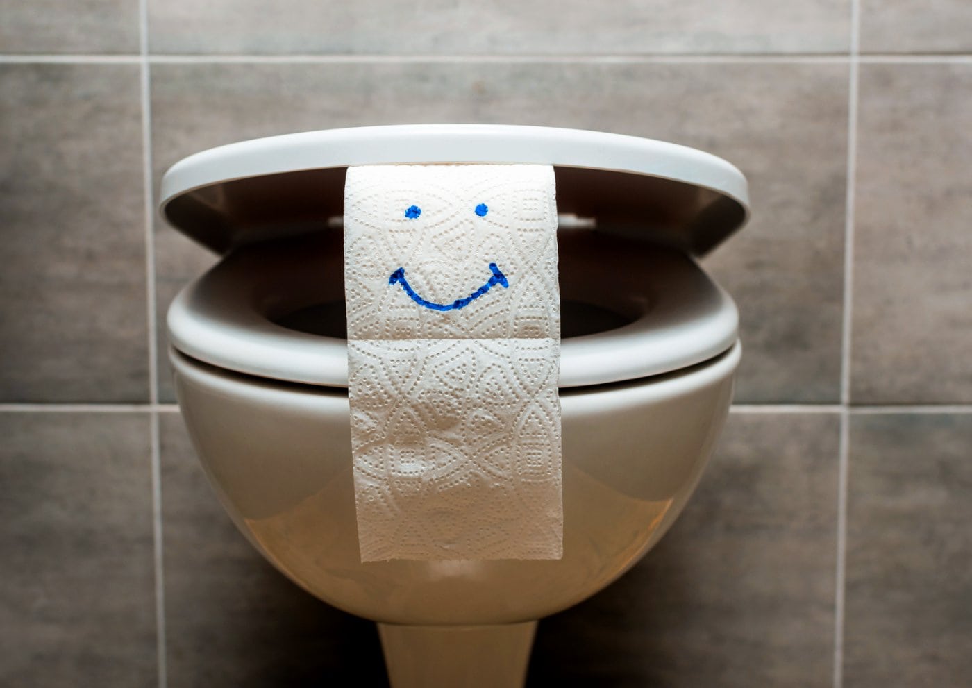 Happy toilet with smiley face