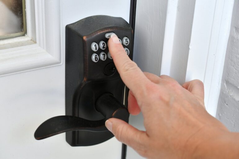 Pushbutton keypad for a home's keyless lock